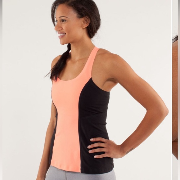 Lululemon Surf Cool Racerback Bonded Pop Orange and Black Tank Top 6 - Picture 7 of 9